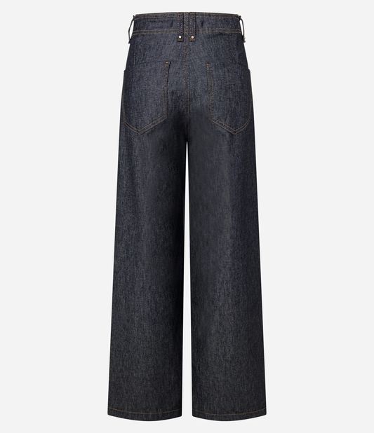 High Waist Wide Leg Jeans with Tailored Waistband