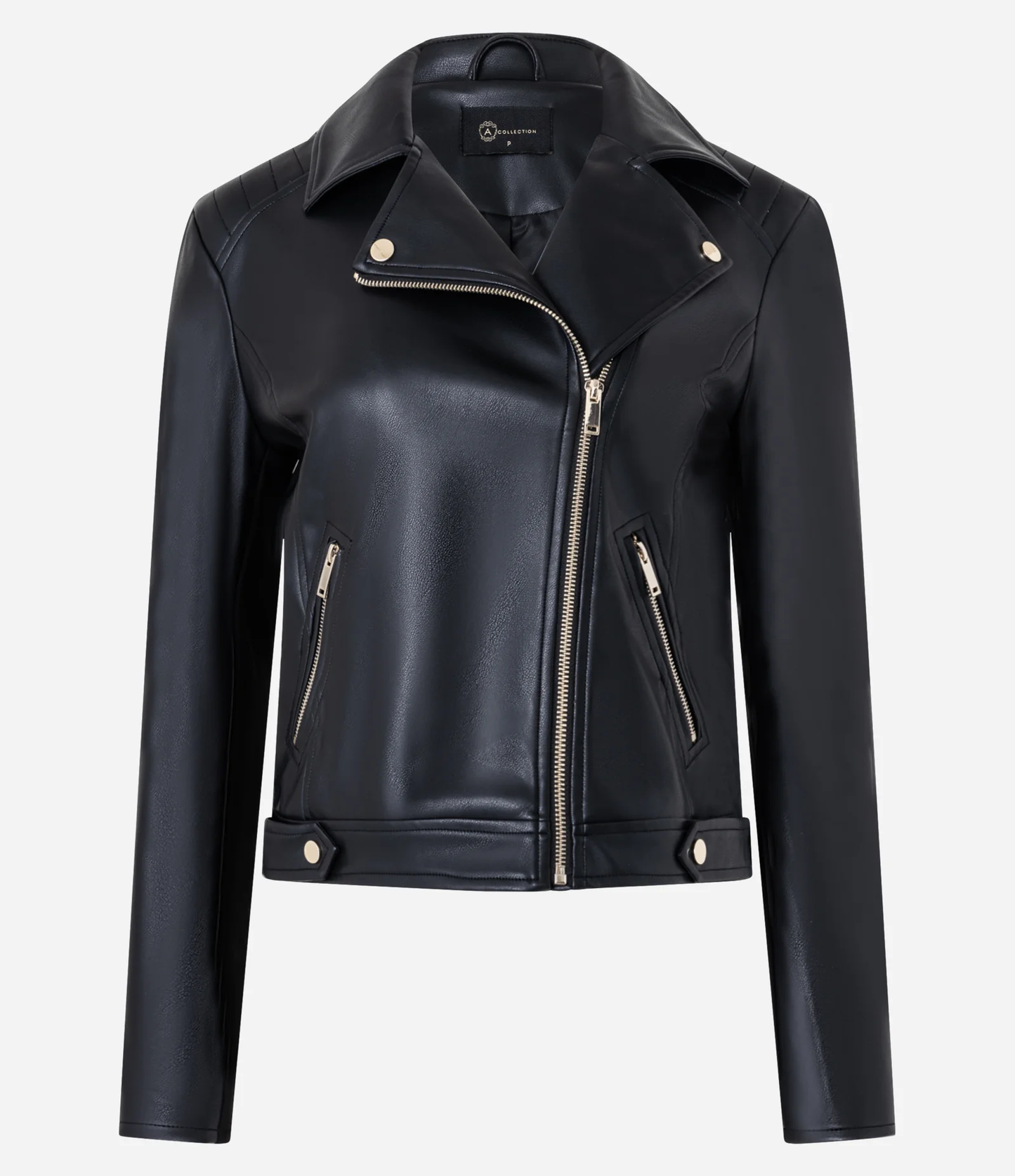 PU Biker Jacket with Roma Stitch Sleeves