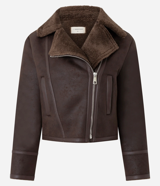 Heavy PU Faux Leather Jacket with Fur Lining