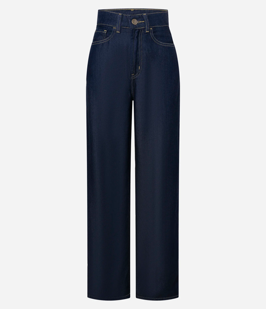 High Waist Raw Denim Straight Leg Jeans