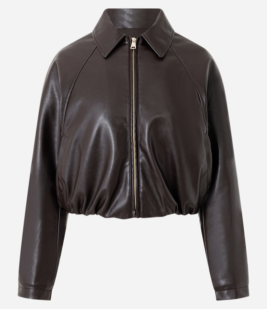 PU Balloon Jacket with Elastic Hem