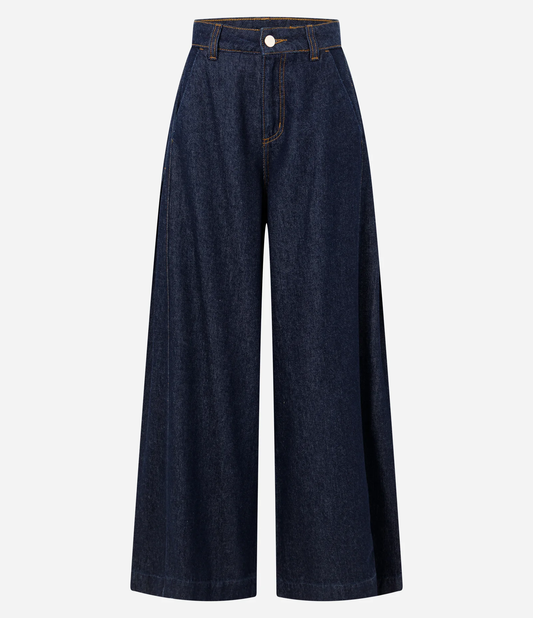 Dark Blue High Waist Wide Leg Palazzo Jeans