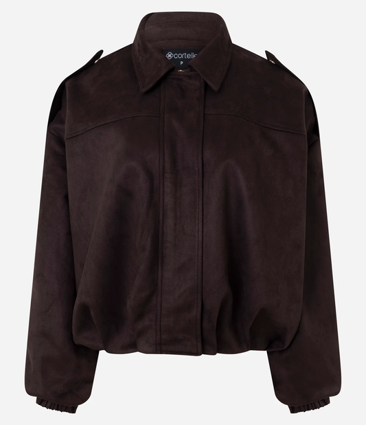 Suede Bomber Jacket with Classic Collar