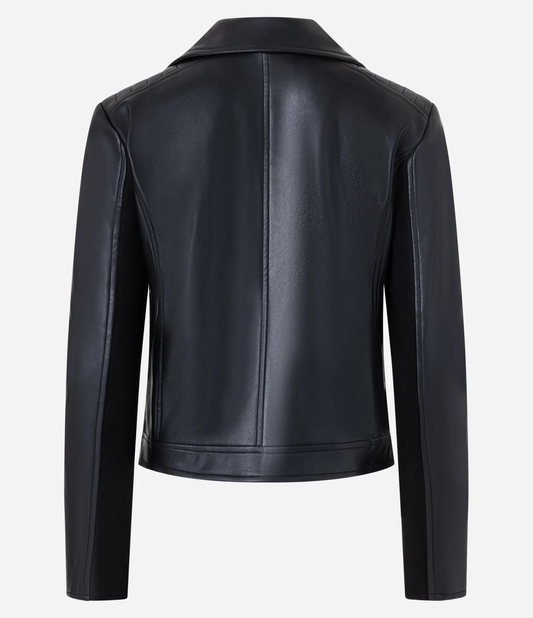 PU Biker Jacket with Roma Stitch Sleeves