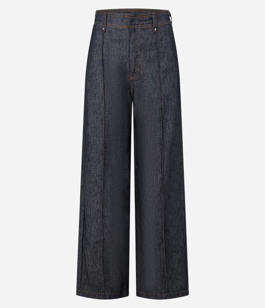 High Waist Wide Leg Jeans with Tailored Waistband