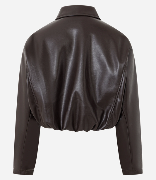 PU Balloon Jacket with Elastic Hem
