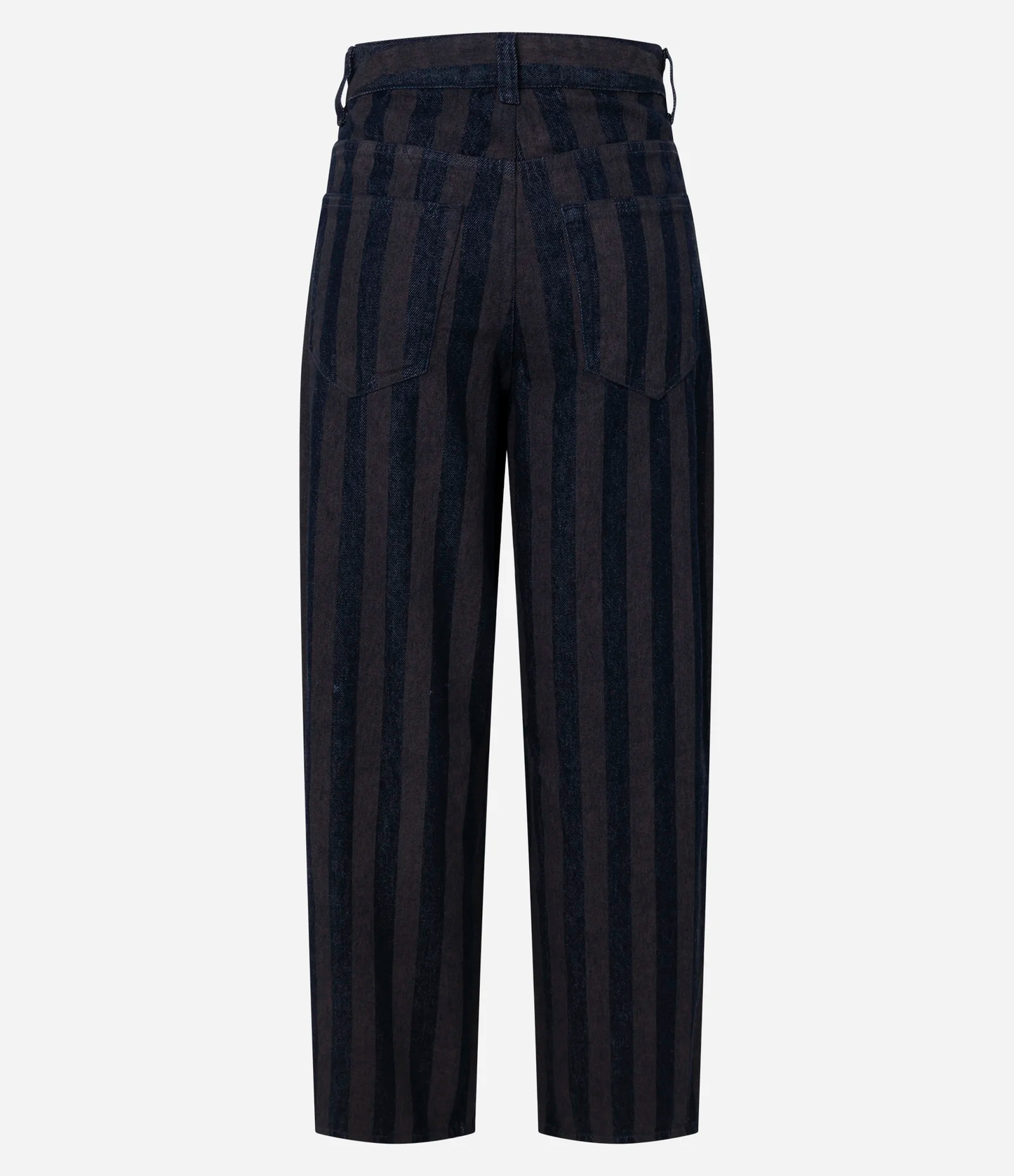 Dark Blue Striped Baggy Jeans with Mid Rise