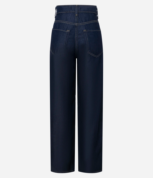 High Waist Raw Denim Straight Leg Jeans